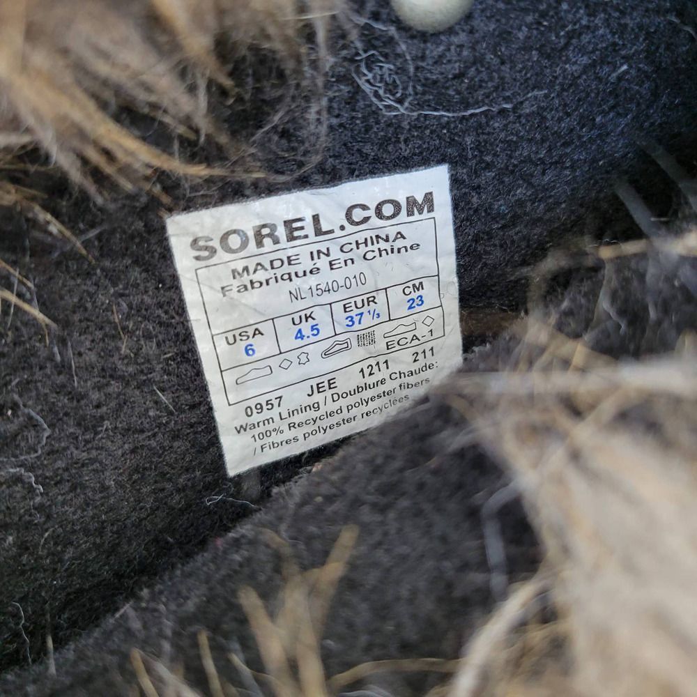 Sorel Joan of Artic Black Mid Calf Faux Fur Boots Women's US 6 SL1540-010 - Picture 8 of 9